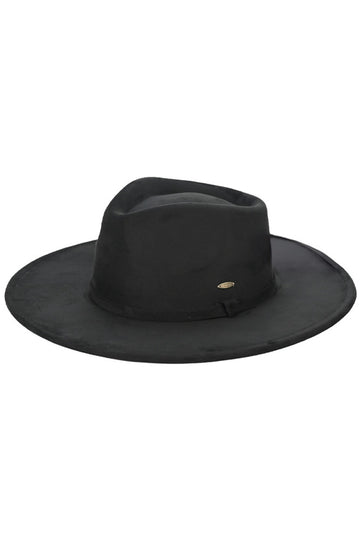 Black Elevate your hat game with this versatile C.C Faux Suede Rancher Hat, crafted from a premium blend of 90% polyester and 10% spandex for comfort and durability. The flexible brim lets you switch between classic cowboy and contemporary fedora styles effortlessly.