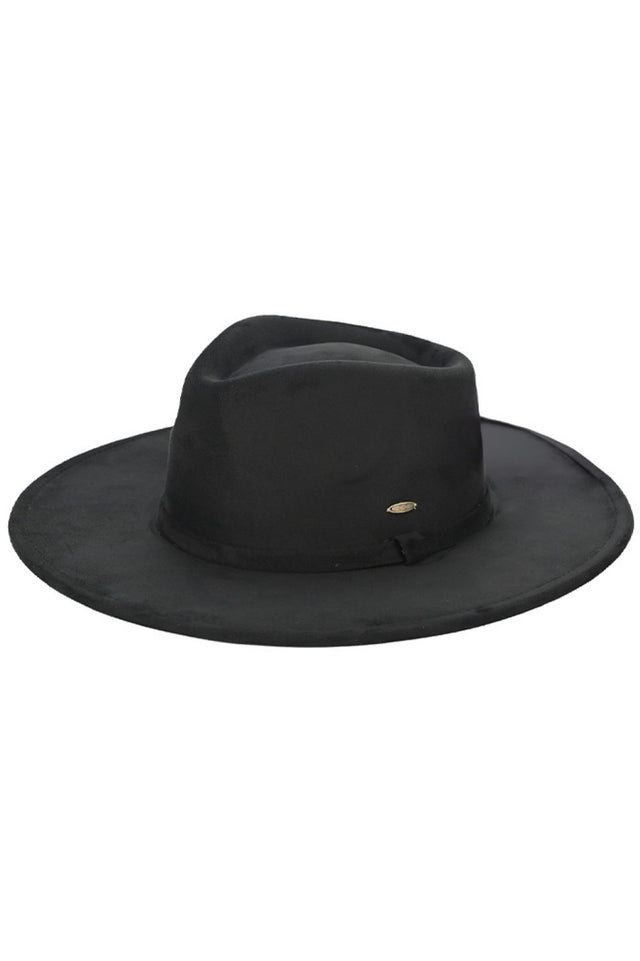 Black Elevate your hat game with this versatile C.C Faux Suede Rancher Hat, crafted from a premium blend of 90% polyester and 10% spandex for comfort and durability. The flexible brim lets you switch between classic cowboy and contemporary fedora styles effortlessly.