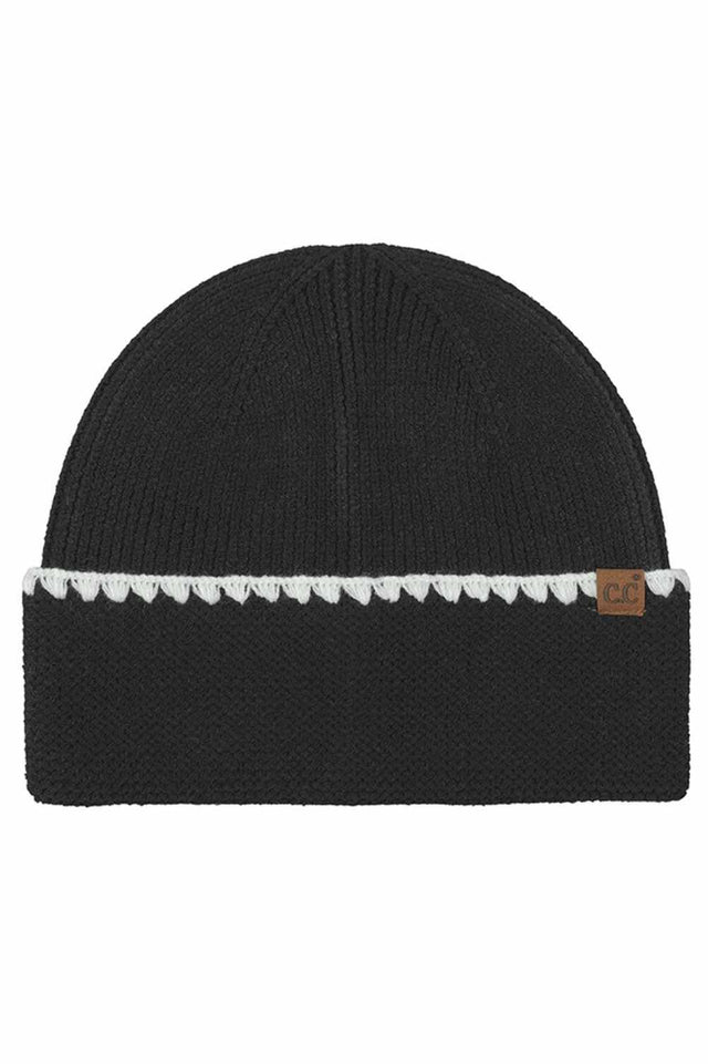 Blck C.C Solid with Stitch Lined Cuff Beanie Winter Hat features a clean solid knit design with subtle stitch-lined cuff detailing for a polished winter look. Crafted with a soft stretch fit, it keeps you warm and comfortable while adding understated style to your cold-weather outfits.