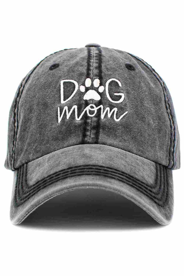 Black Show off your pup pride in style with the Dog Mom vintage baseball cap, featuring a classic distressed look and charming embroidered design. Comfortable and adjustable for everyday wear, this laid-back cap is perfect for walks, errands, or casual weekends with your furry friend.