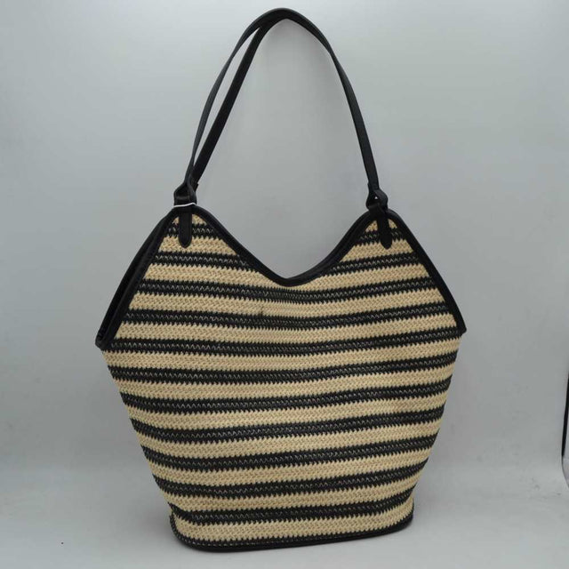 Black Bring a splash of maritime elegance to your seasonal wardrobe with this chic, spacious striped tote. Merging a breezy seaside vibe with structured everyday functionality, this handbag is your go-to companion for beach days, farmers market runs, or sunny weekend getaways.