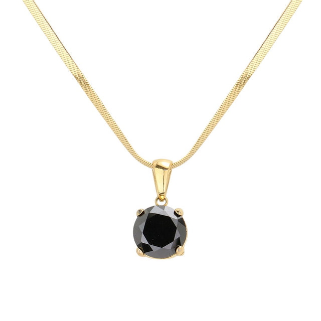 Black 18K Gold Dipped Stainless Steel CZ Round Pendant Necklace exudes elegance and durability. The high-quality material ensures long-lasting wear, while the stunning CZ round pendant adds a touch of glamour. Its timeless design makes it a versatile addition to any jewelry collection. Perfect for any occasion. 