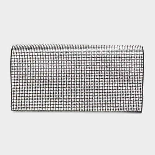 Bling Solid Evening Clutch Crossbody Bag - Black Clear