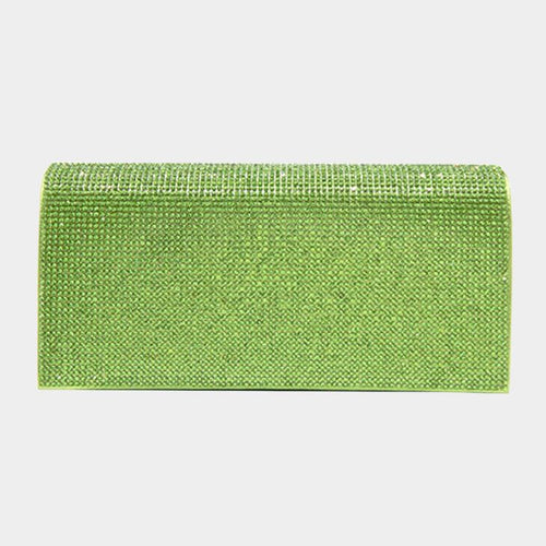 Bling Solid Evening Clutch Crossbody Bag - Peridot