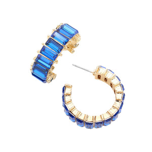 Blue Baguette Stone Cluster Hoop Evening Earrings, complete your look with these hoop earrings on special occasions. These beautifully unique designed earrings with beautiful colors are suitable as gifts for wives, girlfriends, lovers, friends, and mothers. An excellent choice for wearing at outings, parties, events, etc.