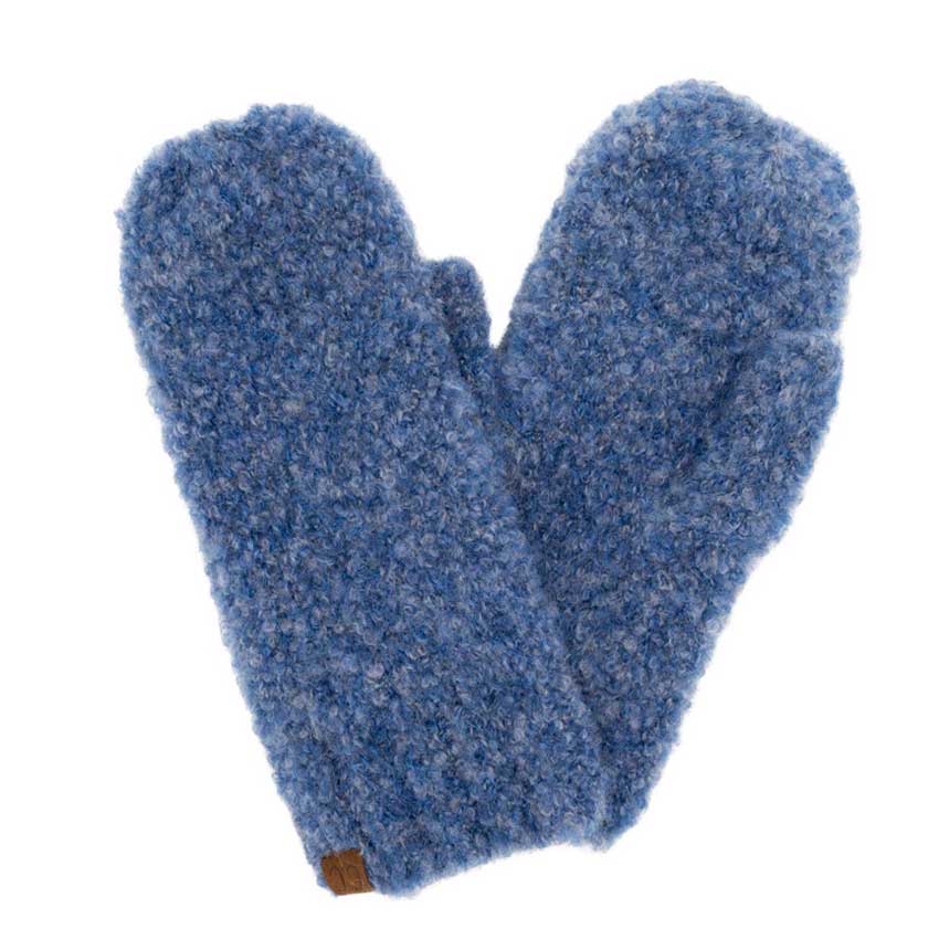Blue C.C Mixed Color Boucle Mittens. Stay warm in style with these mittens. These gloves are designed with a luxuriously soft boucle yarn and feature a classic ribbed cuff. They come in three stylish colors and offer a great fit with superior breathability and warmth.