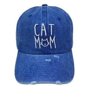 Blue Cat Mom Message Baseball Cap, show your love for cats and your mom with this baseball cap. This classic cat mom message cap is perfect for everyday outings and show off your unique style and love for cats! It's an excellent gift for your friends, family, or loved ones who love cats most.