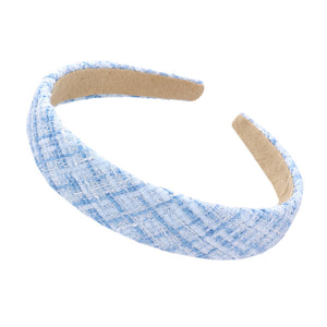 Blue Check Patterned Tweed Headband, create a natural & beautiful look while perfectly matching your color with the easy-to-use check patterned headband. Push your hair back and spice up any plain outfit with this headband!