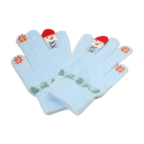 Christmas Theme Pattern Smart Touch Winter Gloves - Blue