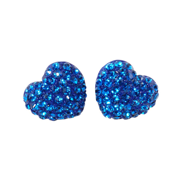 Blue Crystal Pave Heart Stud Earrings bring a stylish and sophisticated touch to any outfit. Featuring a sparkling crystal pave design, these earrings add elegance to your look. Crafted with high-quality materials, they are perfect for any occasion. 