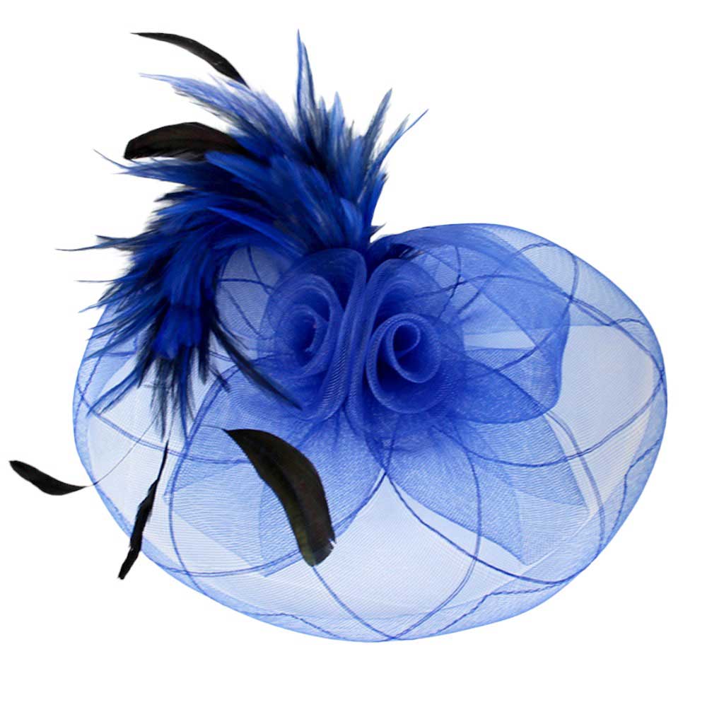 Blue Feather Pearl Cluster Mesh Flower Fascinator Headband, is crafted with luxury materials, including feathers, pearls, and mesh. Its bold design is sure to add a unique and glamorous touch to your ensemble. Perfect for making an exquisite gift, attending any special events, or everyday wear. 