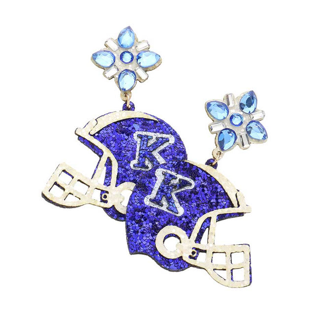 Blue Game Day Glittered Football Helmet Dangle Earrings, get ready with these game day glittered earrings to receive the best compliments on football game day. These game-day earrings are stylish and fashionable to cheer up your favorite football team & to make you stand out from the crowd at the gallery or anywhere else.