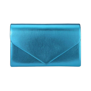 Blue Metallic Envelope Evening Clutch Bag Crossbody Bag is the perfect accessory to elevate any outfit. Made with high-quality materials, its metallic design adds a touch of elegance. Its versatile crossbody style and spacious compartments make it a practical and stylish choice for any occasion.