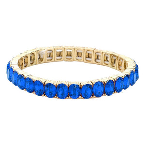 Blue Oval Stone Cluster Stretch Evening Bracelet, an exquisite piece of jewelry with beautiful oval-shaped stones arranged in a cluster. Crafted with a stretchable elastic band, this bracelet provides a comfortable fit for any size wrist. A stunning accessory for a special occasion. Perfect gift choice for someone you love.