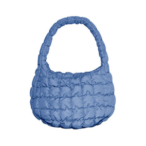 Blue Quilted Puffer Tote Shoulder Bag, Stay warm and stylish with this bag. Made of durable material, it is insulated to keep you cozy in the coldest conditions. The shoulder straps make it comfortable and convenient to carry, so you can bring everything you need with ease. Perfect for gifting on every occasion.