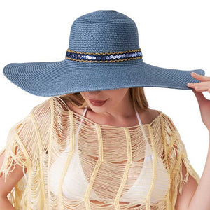Blue Sequin Band Pointed Straw Sun Hat, Get ready to shine in the summer sun with our Sequin Band Pointed Sun Hat! Made with sturdy straw for all-day wear, this hat features a stylish sequin band for a touch of glam. Protect yourself from UV rays while making a statement - no dull moments here! Perfect summer gift choice!