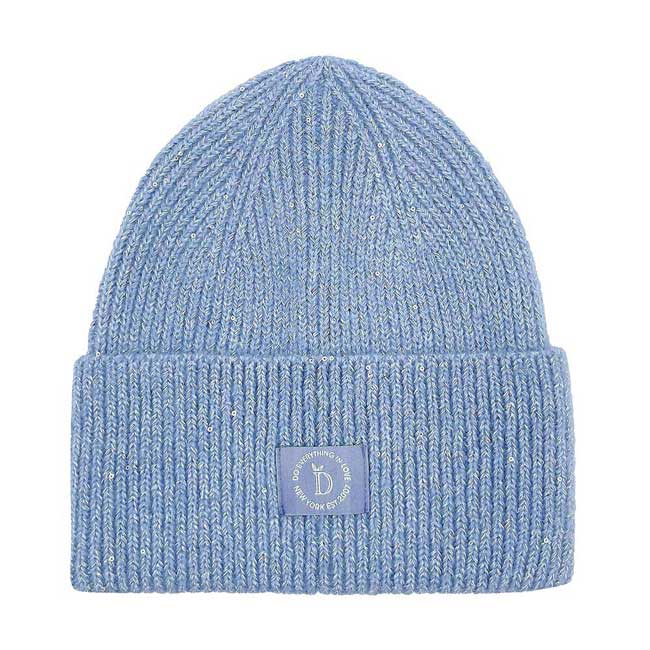 Blue Our Sequin Embellished Lurex Cuff Beanie Hat is the perfect accessory for any winter wardrobe. Its soft-touch lurex material adds a subtle shimmer to your outfit. Awesome winter gift accessory! Perfect gift for Birthdays, holidays, anniversaries, etc. to your friends, family, or loved ones. Happy Winter!