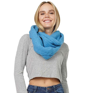 Blue Soft Knit Infinity Scarf, is delicate, warm, on-trend & fabulous, and a luxe addition to any cold-weather ensemble. This knit infinity scarf combines great fall style with comfort and warmth. It's a perfect weight and can be worn to complement your outfit. Perfect gift for birthdays, holidays, or any occasion.
