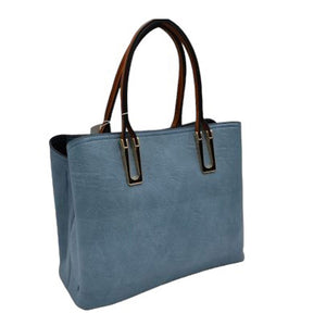 Blue Solid Faux Leather Tote Bag Shoulder Bag, is perfect for the modern woman. Crafted with genuine faux leather, this stylish bag is durable, light, and spacious, and with adjustable straps, it is perfect for everyday use. Its sleek design will have you turning heads wherever you go.
