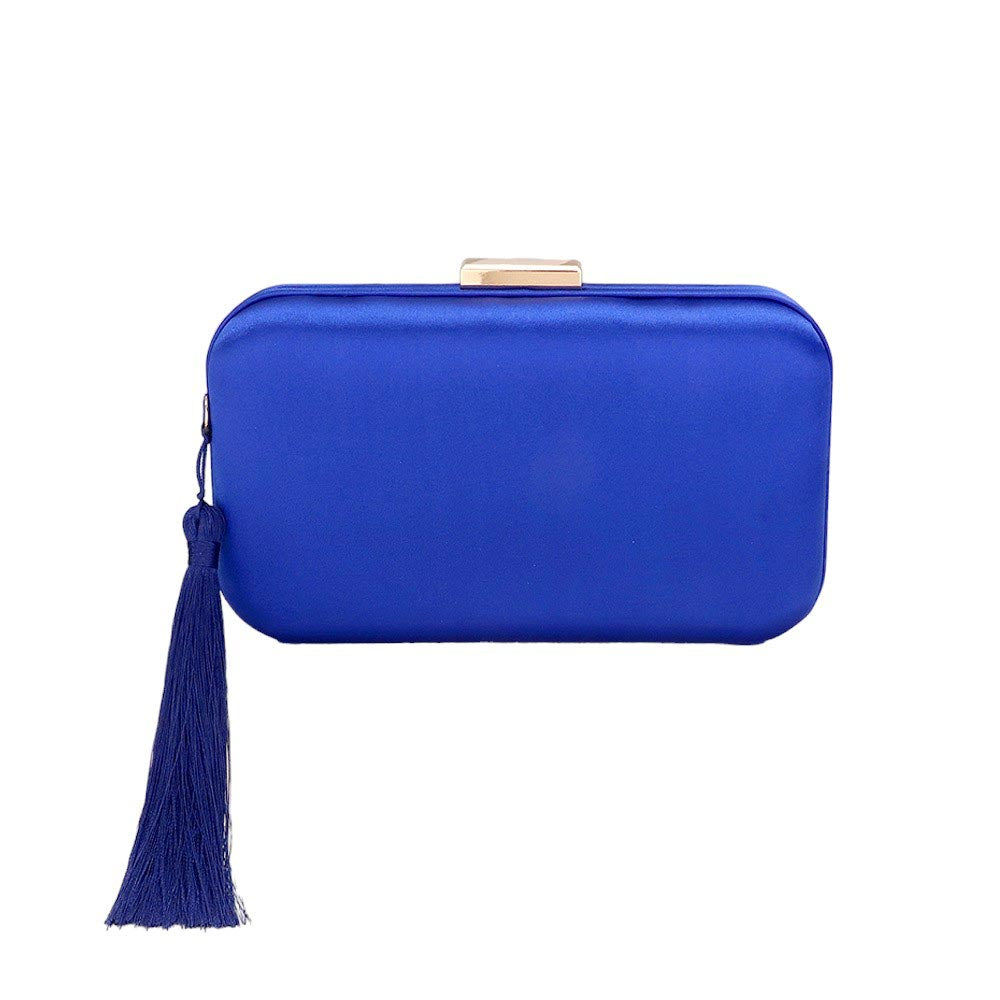 Blue Tassel Pointed Solid Clutch Crossbody Bag, Give your style a playful twist with this! Featuring a unique pointed shape and eye-catching tassel accents, this bag is perfect for adding a touch of quirkiness to any outfit. Stay organized and stylish with this fun and functional accessory.