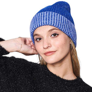 Blue Two Tone Cuff Beanie Hat, Stay stylishly warm during the cold with this. Crafted with two distinct and complementary colors, this beanie hat is designed to add a touch of flair to any winter ensemble. Built for maximum comfort and warmth, it is perfect for outdoor activities and as a perfect winter gift.