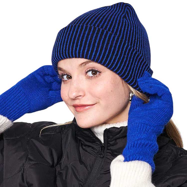 Blue Woven Two Tone Beanie Hat, This classic hat is the perfect accessory for all your outdoor adventures. Crafted from a premium acrylic-polyester blend, this hat is ultra-lightweight and soft to touch while providing warmth and protection in chilly climates. Exquisite gift item for friends and family members in winter.