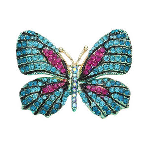 Blue Zircon Fuchsia Rhinestone Pave Butterfly Pin Brooch adds a touch of elegance to any outfit. Featuring dazzling rhinestones in a pave butterfly design, this pin exudes a sophisticated and polished look. Perfect for both casual and formal occasions, this versatile accessory will elevate any ensemble.