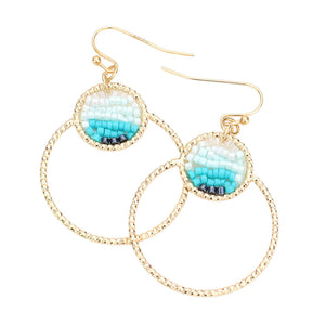 Blue Open Metal Circle Beads Embellished Dangle Earrings are a great way to add some flair to your outfits! Make a statement in style earrings that are sure to turn heads. Perfect for any occasion, bring the fun and flair to your outfit to stand out! Great gift for Christmas, Birthday, Anniversary, Cumpleanos, Navidad