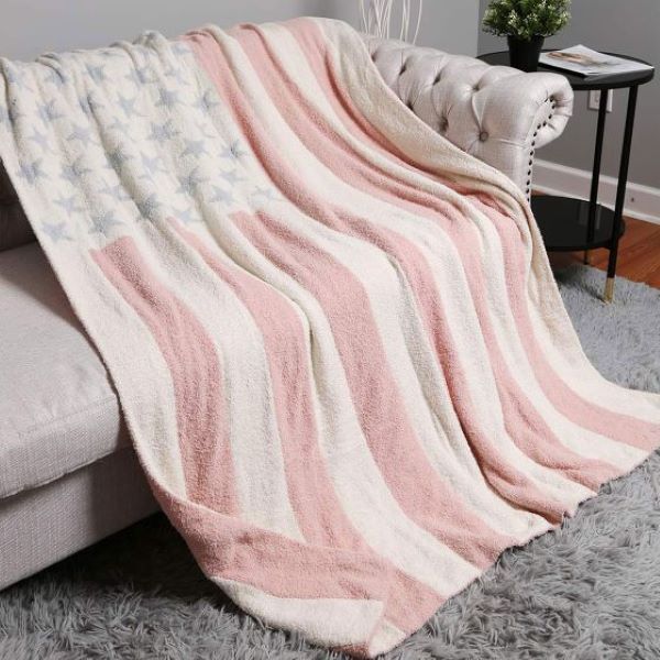 Blue Pink Show your patriotic pride with this American USA Flag Reversible Throw Blanket, featuring a bold stars-and-stripes design on both sides for versatile styling. Soft, cozy, and lightweight, it’s perfect for lounging at home, adding a decorative accent, or staying warm at outdoor events.
