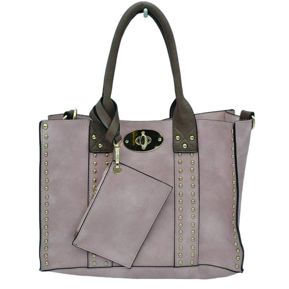 Blush Faux Leather Top Handle Tote Bag With Purse, is a stylish and durable bag made of high-quality faux leather. Its spacious top handle design allows for comfortable carrying and the detachable purse adds extra convenience. The bag is designed to last for years to come. Perfect gift for family members on any day.