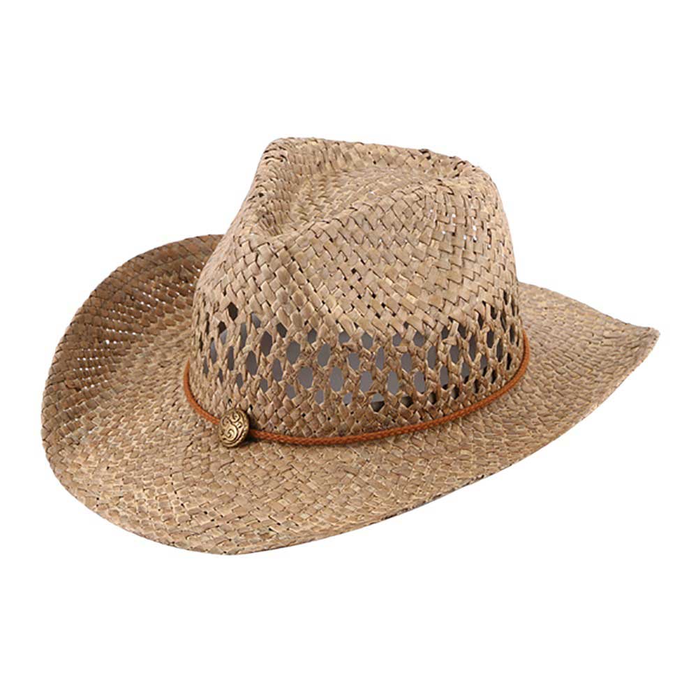 Brown Band Detailed Open Weave Panama Cowboy Straw Hat is expertly crafted for both style and functionality. The open weave design promotes breathability, while the band detail adds a touch of fashion. A perfect accessory for any casual outfit or giving a practical gift to a fashion-forwarded family member or friend. 