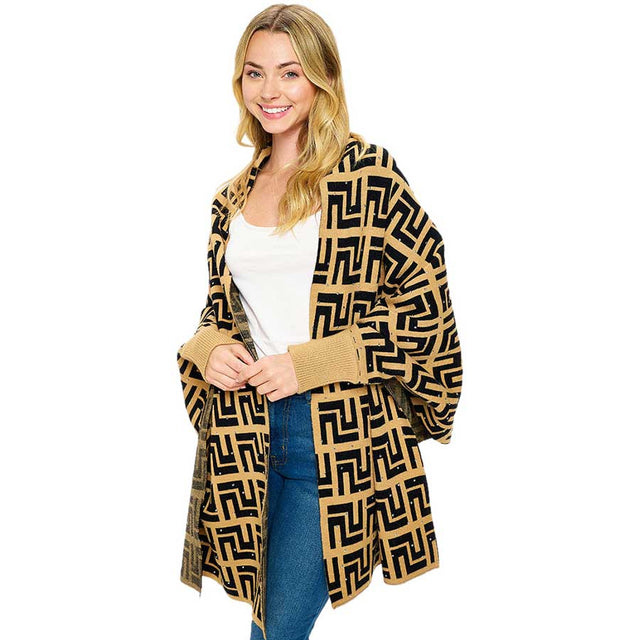 Brown Bling Stone Embellished Patterned Sleeve Wrap Poncho, Featuring a unique wrap design and a stunning pattern embellished with glamorous bling stones, this poncho makes a statement without sacrificing comfort. Perfect for everyday wear or special occasions. Excellent gift choice for your close ones on any occasion.