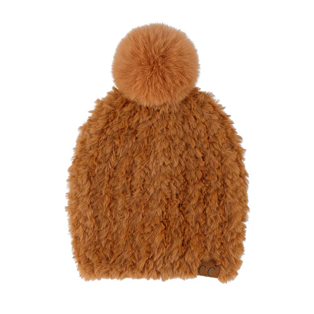 Brown C.C Faux Fur Pom Beanie, will keep you warm and stylish in cold weather. It's the autumnal touch you need to finish your outfit in style. Awesome winter gift accessory for Birthday, Christmas, Stocking Stuffer, Secret Santa, Holiday, Anniversary, or Valentine's Day to your friends, family, and loved ones.