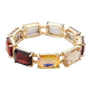 Brown Emerald Cut Stone Stretch Evening Bracelet, get ready with this Stretch Evening Bracelet to receive the best compliments on any special occasion. Put on a pop of color to complete your ensemble and make you stand out on special occasions. It looks so pretty, bright, and elegant on any special occasion. 