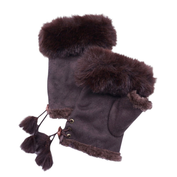 Brown Faux Fur Trim Fingerless Gloves, Stay warm and stylish with our stylish winter gloves. These gloves provide the perfect balance of fashion and function, allowing you to keep your hands warm while still being able to use your fingers. The faux fur trim adds a touch of luxury, a must-have accessory for any winter outfit.