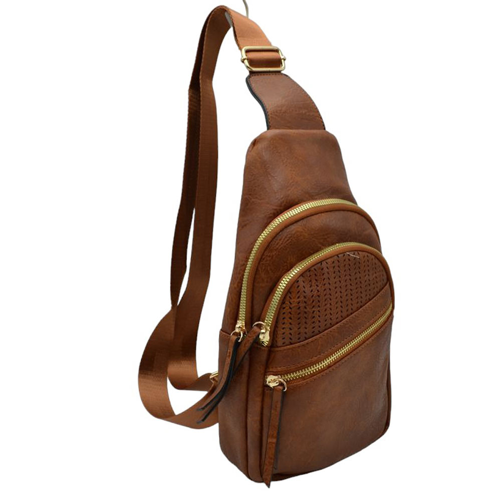 BrownFaux Leather Multi Pocket Backpack Sling Bag, is an ideal choice for everyday use. Crafted from durable faux leather, it features multiple pockets for storing your belongings and keeping them organized. Its adjustable strap allows nice fit for maximum comfort. Stay organized and stylish with this backpack sling bag.