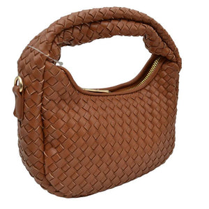 Brown Faux Leather Woven Patterned Top Handle Tote Shoulder Bag, is a comfortable way to carry all your daily necessities. Featuring top handles, it's perfect for carrying over the shoulder, and its design ensures that it stands out from other handbags.  This tote bag is a practical and fashionable choice for the summer.