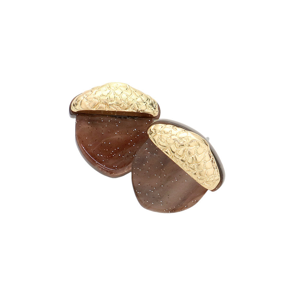 Brown Glittered Acorn Stud Earrings, are fun handcrafted jewelry that fits your lifestyle, adding a pop of pretty color. These pretty & tiny earrings will surely bring a smile to one's face as a gift. This is the perfect gift for Thanksgiving, especially for your friends, family, and the people you love and care about.