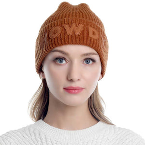 Brown Howdy Message Knit Beanie Hat, wear this beautiful beanie hat with any ensemble for the perfect finish before running out the door into the cool air. It perfectly meets your chosen goal.  Perfect gift item for Birthdays, Christmas, Stocking stuffers, Secret Santa, holidays, anniversaries, Valentine's Day, etc. 