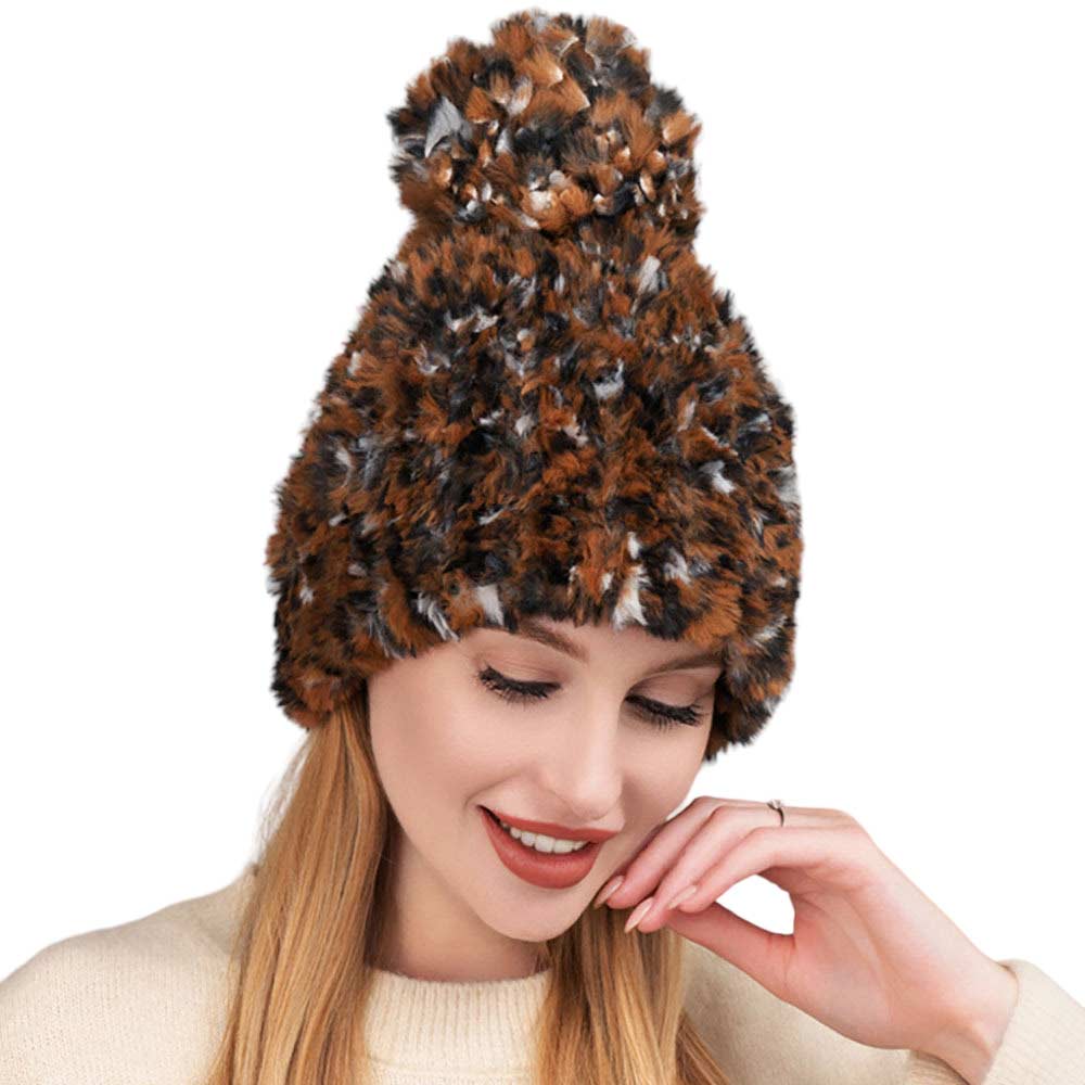Brown Stay warm in style with this Mixed Color Faux Fur Pom Pom Beanie Hat. The fun mix of bright colors adds the perfect pop of color to winter outfits. Perfect gift for Birthdays, Christmas, Stocking stuffers, Secret Santa, holidays, anniversaries, etc. to your friends, family, or loved ones. Happy Winter!