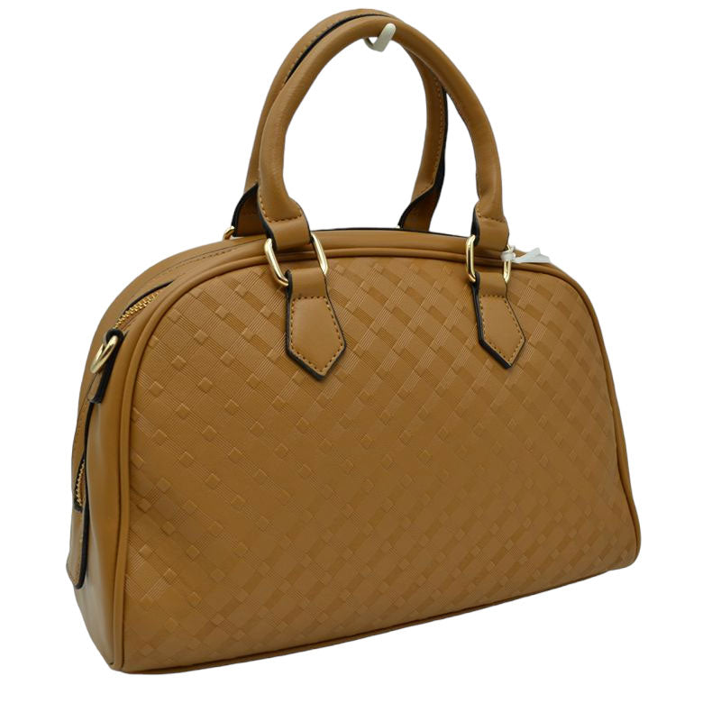 Brown Faux Leather Quilted Pattern Top Handle Tote Bag offers a chic and vegan alternative to traditional leather. Enjoy the stylish quilted design and comfort of a detachable long strap, perfect for on-the-go wear. Perfect Birthday Gift, Christmas Gift, Regalo Navidad, Regalo Cumpleanos, Everyday Bag, Valentines Gift