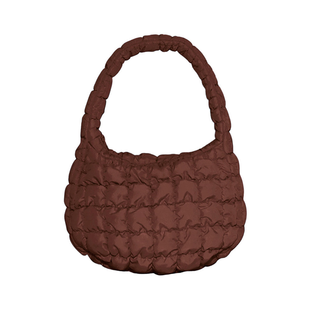 Brown Quilted Puffer Tote Shoulder Bag, Stay warm and stylish with this bag. Made of durable material, it is insulated to keep you cozy in the coldest conditions. The shoulder straps make it comfortable and convenient to carry, so you can bring everything you need with ease. Perfect for gifting on every occasion.