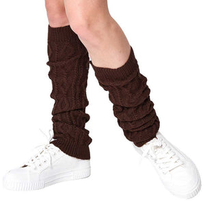Brown Solid Cable Knit Leg Warmers, provide you with maximum warmth and comfort. Crafted with a soft and durable material, the warmers help keep you cozy on cold days. They feature a classic cable knit pattern and added ribbing at the ankles for a secure fit. Keep your legs comfortable and warm in these stylish leg warmers.