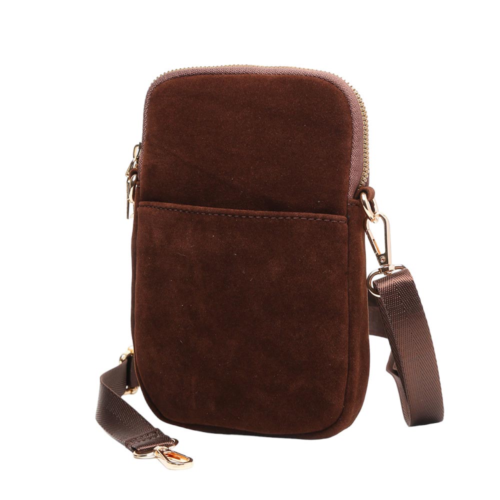 Brown Solid Faux Suede Crossbody Bag, is a unique but beautiful addition to your handbag collection. Go everywhere carrying your handy items without any hassle. Perfect gift for a Birthday, everyday bag, Anniversary, Graduation, Holiday, Christmas, New Year, Anniversary, Valentine's Day, etc.