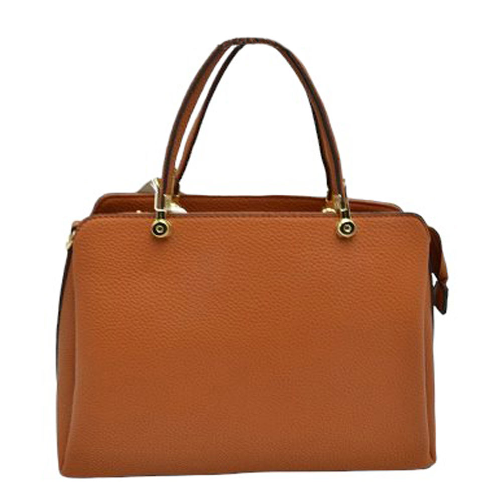 Brown Textured Faux Leather Top Handle Tote Bag, is designed with state-of-the-art faux leather. It features a textured design and a comfortable top handle for easy carrying. Its spacious interior allows you to carry your everyday necessities in style. Perfect for any occasion or everyday use making it a great gift choice.