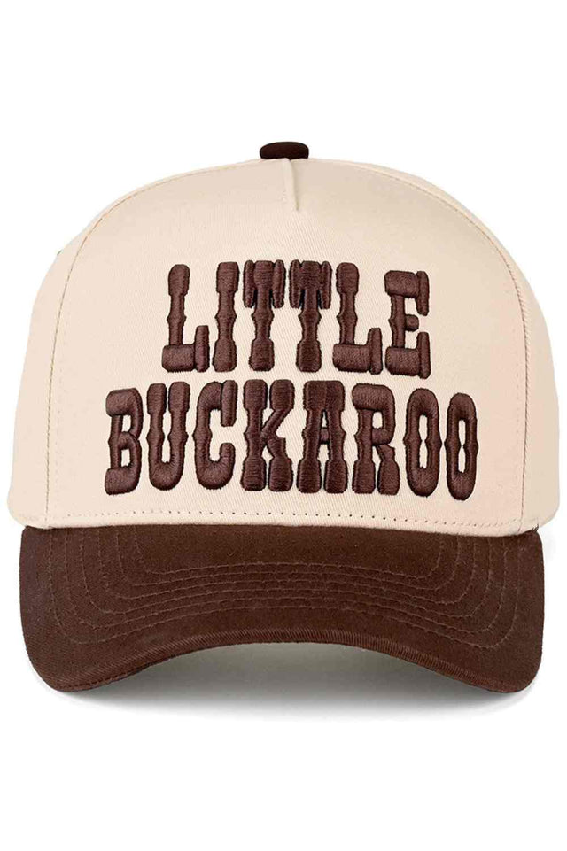 Brown Introduce your little one to classic Western style with the C.C LITTLE BUCKAROO Snapback Trucker Hat. Featuring a charming embroidered design, this kids' baseball cap combines comfort with timeless appeal. Crafted from 100% cotton, it's breathable and perfect for outdoor adventures. The adjustable snapback closure ensures a secure, comfortable fit for growing heads. With a circumference of 21.25", it's sized just right for children. Made in Vietnam with quality construction that lasts through playtime