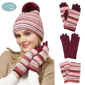 Burgundy 3 In 1 Multi Colored Touch Smart Gloves, give your look so much more eye-catching and feel so comfortable with the beautiful multi-colored design and embellishment. These warm gloves will allow you to use your electronic device with ease. Perfect gift accessory for this winter. Stay warm and cozy.