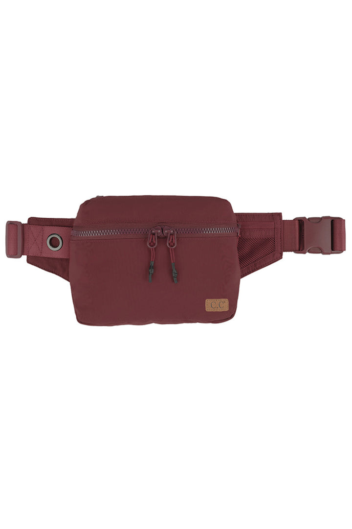 Burgundy C.C Zipper Fanny Pack is a versatile and stylish accessory that provides hands-free convenience and organization. With a durable yet lightweight construction, this fanny pack is perfect for everyday use as well as travel and outdoor activities. Its convenient zipper design ensures secure storage of essentials, making it the perfect choice for those on the go.