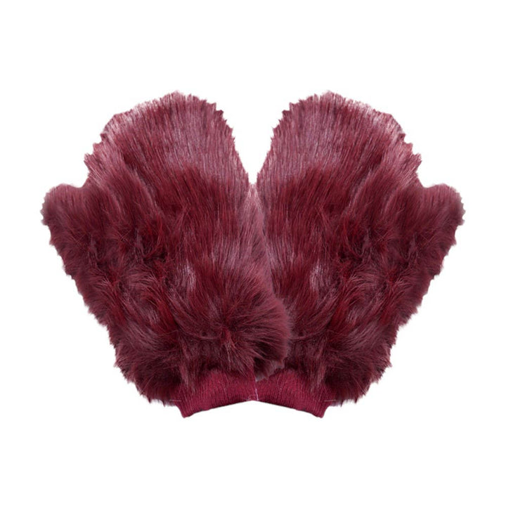 BurgundyFaux Fur Mitten Gloves, Perfect winter accessory for keeping your hands warm and stylish. Made with high-quality faux fur, these gloves provide exceptional warmth and comfort. With a versatile design that combines the benefits of both mittens and gloves, these  Gloves are essential for any cold weather wardrobe
