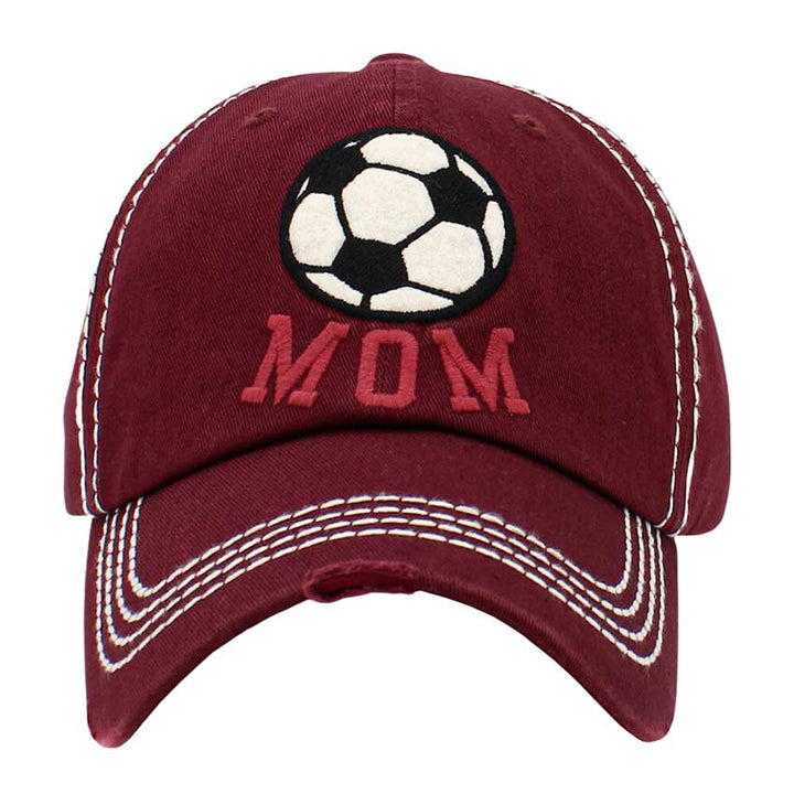 Burgundy Soccer Mom Message Vintage Baseball Cap, keep your styles on even when you are relaxing at the pool or playing at the beach. Large, comfortable, and perfect for keeping the sun off of your face and neck. An excellent gift for your mom on her birthday, Mother's Day, Valentine's Day, or any other meaningful occasion.